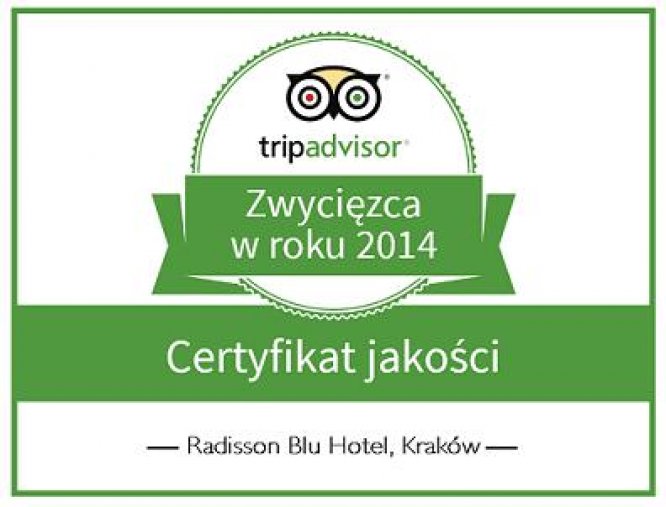 Radisson Blu Hotel Kraków z nagrodą jakości