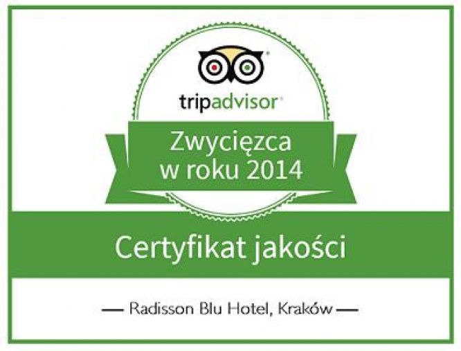 Radisson Blu Hotel Kraków z nagrodą jakości