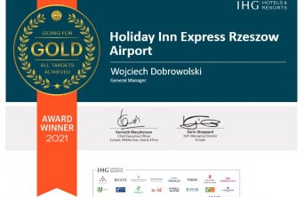 Holiday Inn Express Rzeszów Airport wyróżniony przez IHG za czystość, bezpieczeństwo i zadowolenie gości.