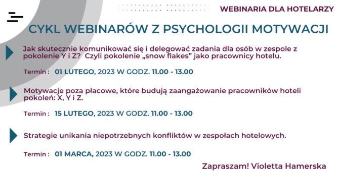 Webinaria dla dyrektorów i właścicieli hoteli 2023! 