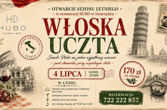 Włoskie otwarcie sezonu letniego w HUBO - wyjątkowy wieczór w Hampton by Hilton Poznań Swarzędz